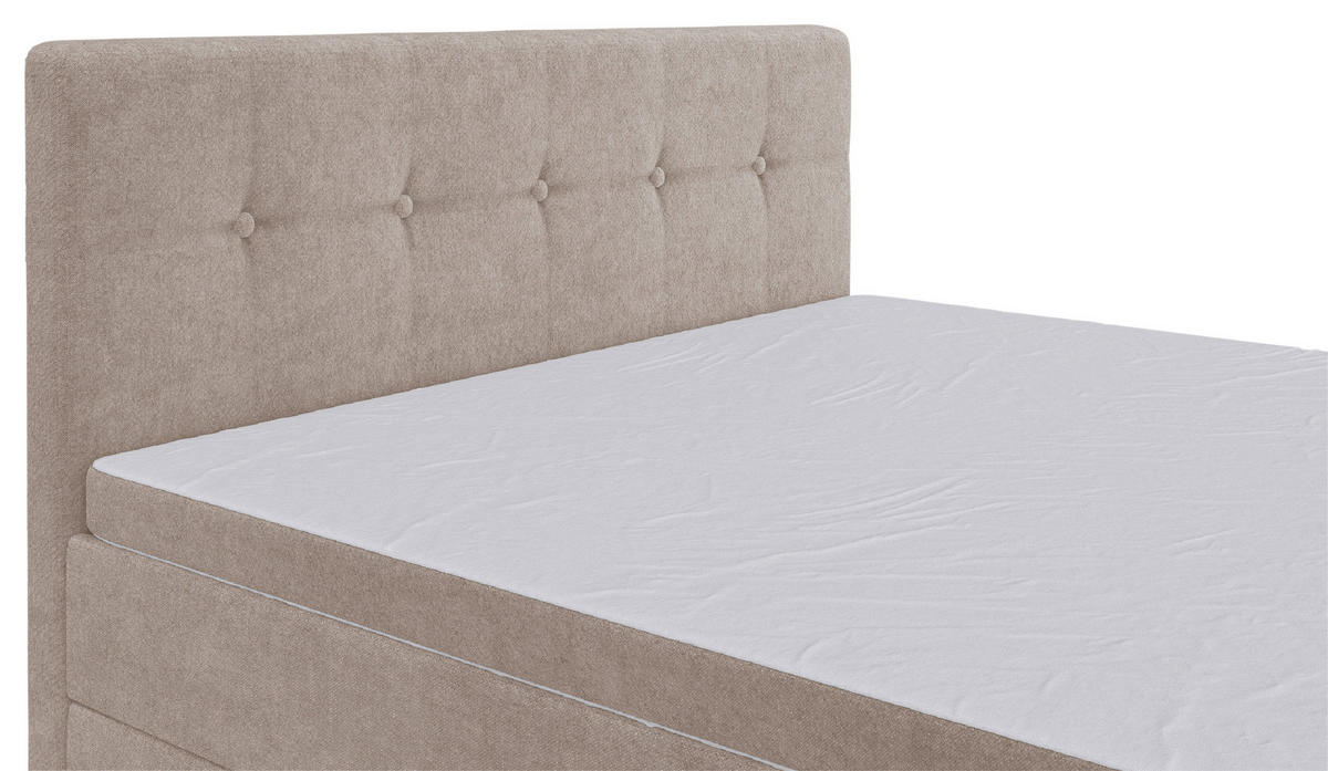 BOXSPRINGBETT 140/200 cm  in Beige  - Beige/Schwarz, Konventionell, Kunststoff/Textil (140/200cm) - Carryhome