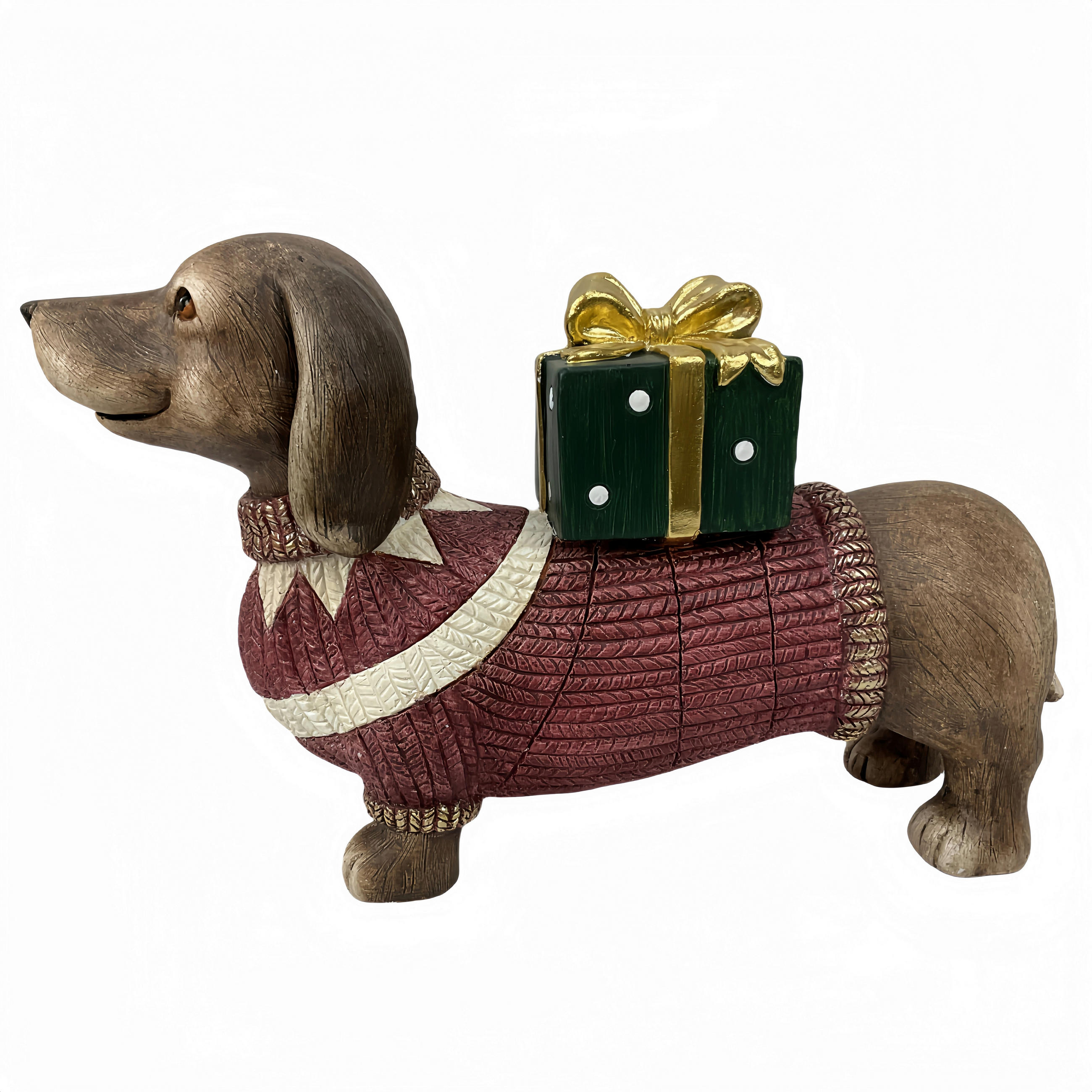 DEKORAČNÝ PES - hnedá/biela, Lifestyle, kameň (47/13,5/28cm) - X-Mas