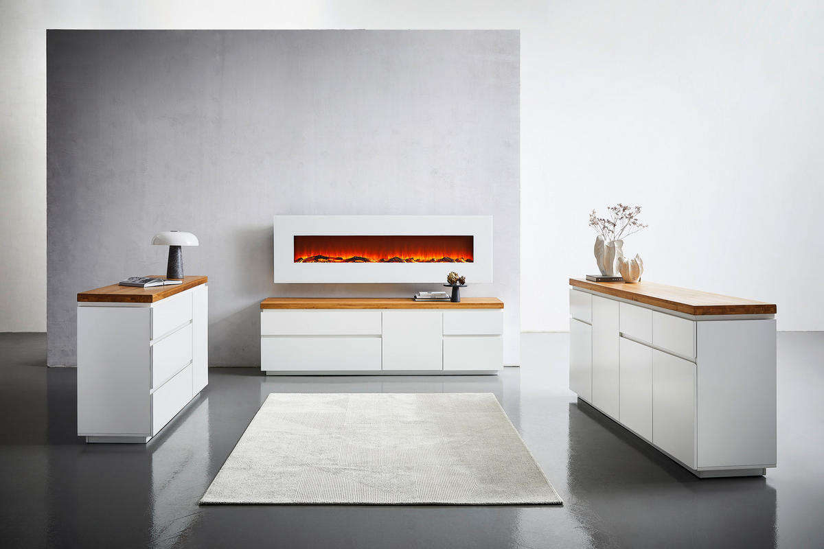 LOWBOARD 195/58/42 cm  - Weiss/Eichefarben, Konventionell, Holz/Holzwerkstoff (195/58/42cm) - Novel