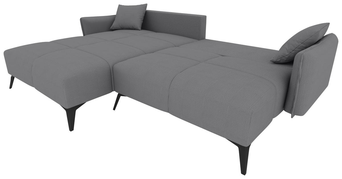 ECKSOFA in Cord Grau  180/253 cm  - Schwarz/Grau, KONVENTIONELL, Textil/Metall (180/253cm) - Carryhome