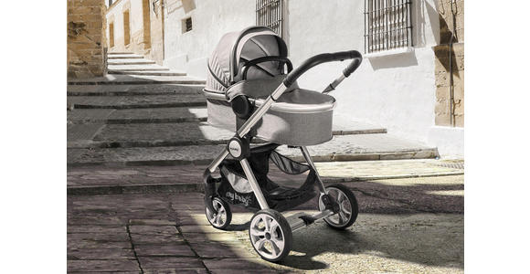 KINDERWAGENSET Neapel - Silberfarben/Grau, Design, Textil/Metall (76,96/59,95/106,68cm) - My Baby Lou