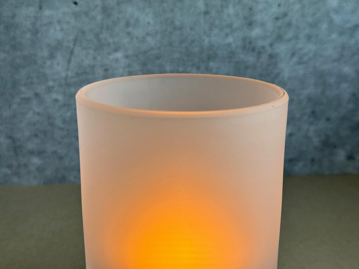 AKKU-TISCHLEUCHTE Ariva Pro 9,5/14,5 cm  - Graubraun/Weiß, Design, Glas/Metall (9,5/14,5cm)