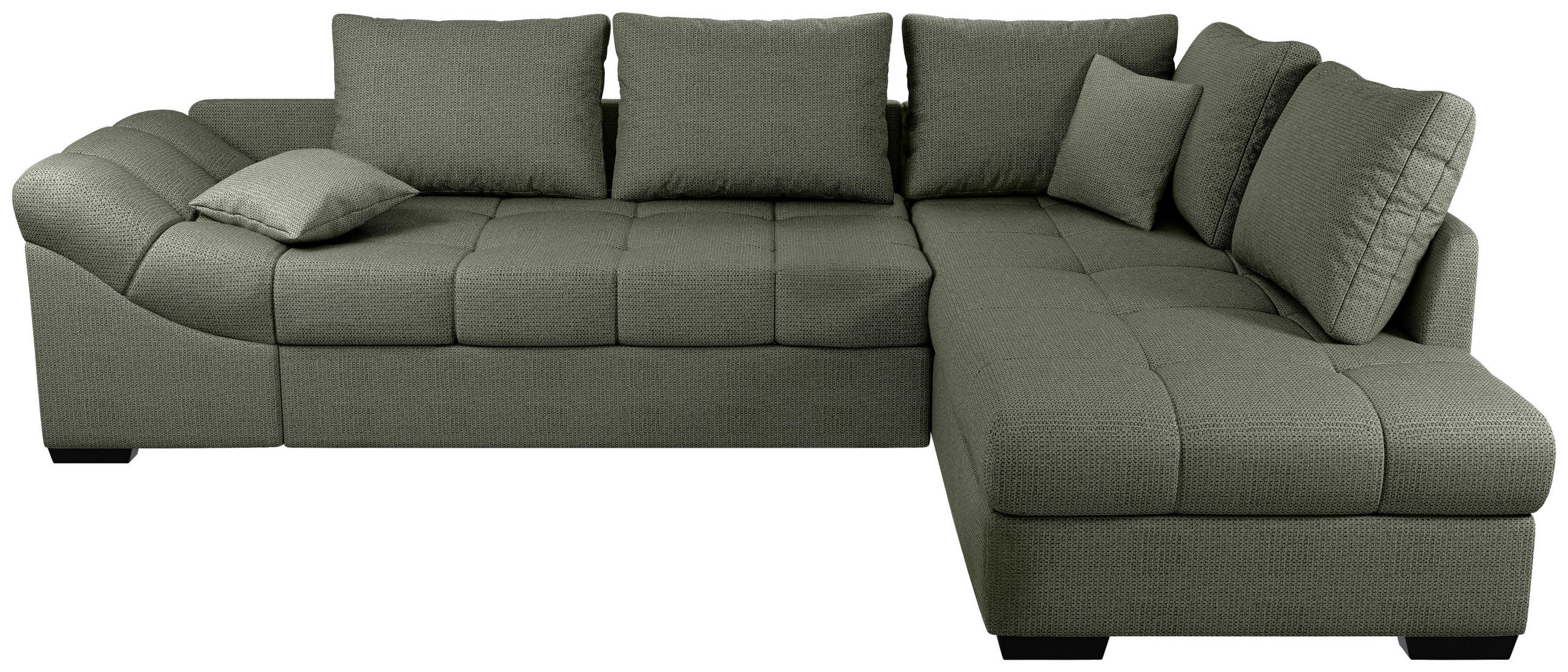 ECKSCHLAFSOFA in Dunkelgrün Textil   - Dunkelgrün/Schwarz, Modern, Holz/Textil (298/202cm) - MID.YOU