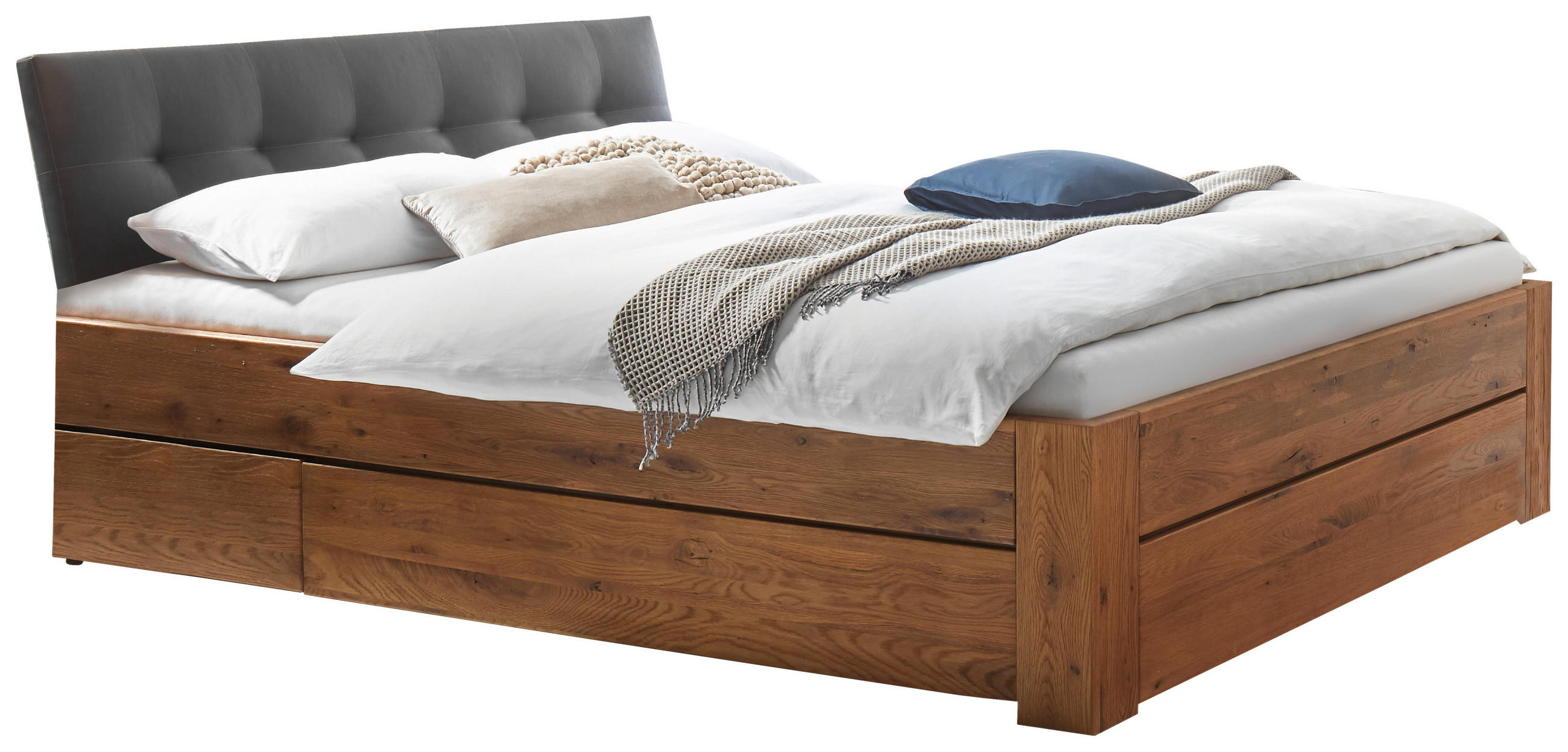 STAURAUMBETT 140/200 cm  in Dunkelgrau, Wildeiche  - Wildeiche/Dunkelgrau, Design, Holz (140/200cm) - Hasena