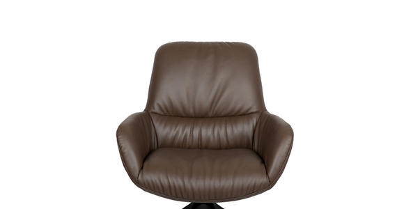 ARMLEHNSTUHL  in Aluminium, Eisen Echtleder pigmentiert  - Schwarz/Braun, Design, Leder/Metall (64/89/65cm) - Dieter Knoll