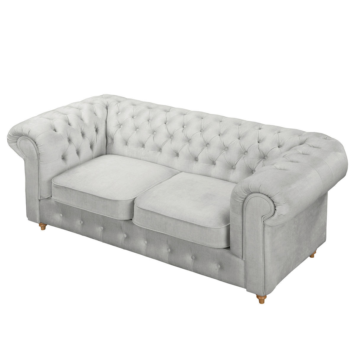 SCHLAFSOFA Mikrofaser Hellgrau Armteil links, Armteil rechts  - Hellgrau/Braun, Design, Holz/Textil (190/74/91cm) - P & B