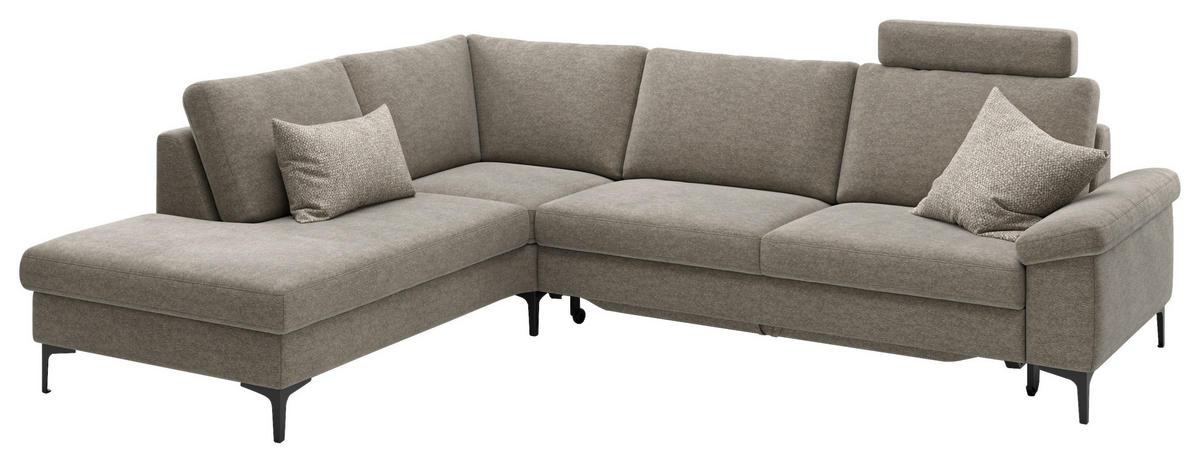 ECKSOFA  in Flachgewebe Taupe  220/280 cm  - Taupe/Schwarz, Design, Textil/Metall (220/280cm) - Pure Home Lifestyle