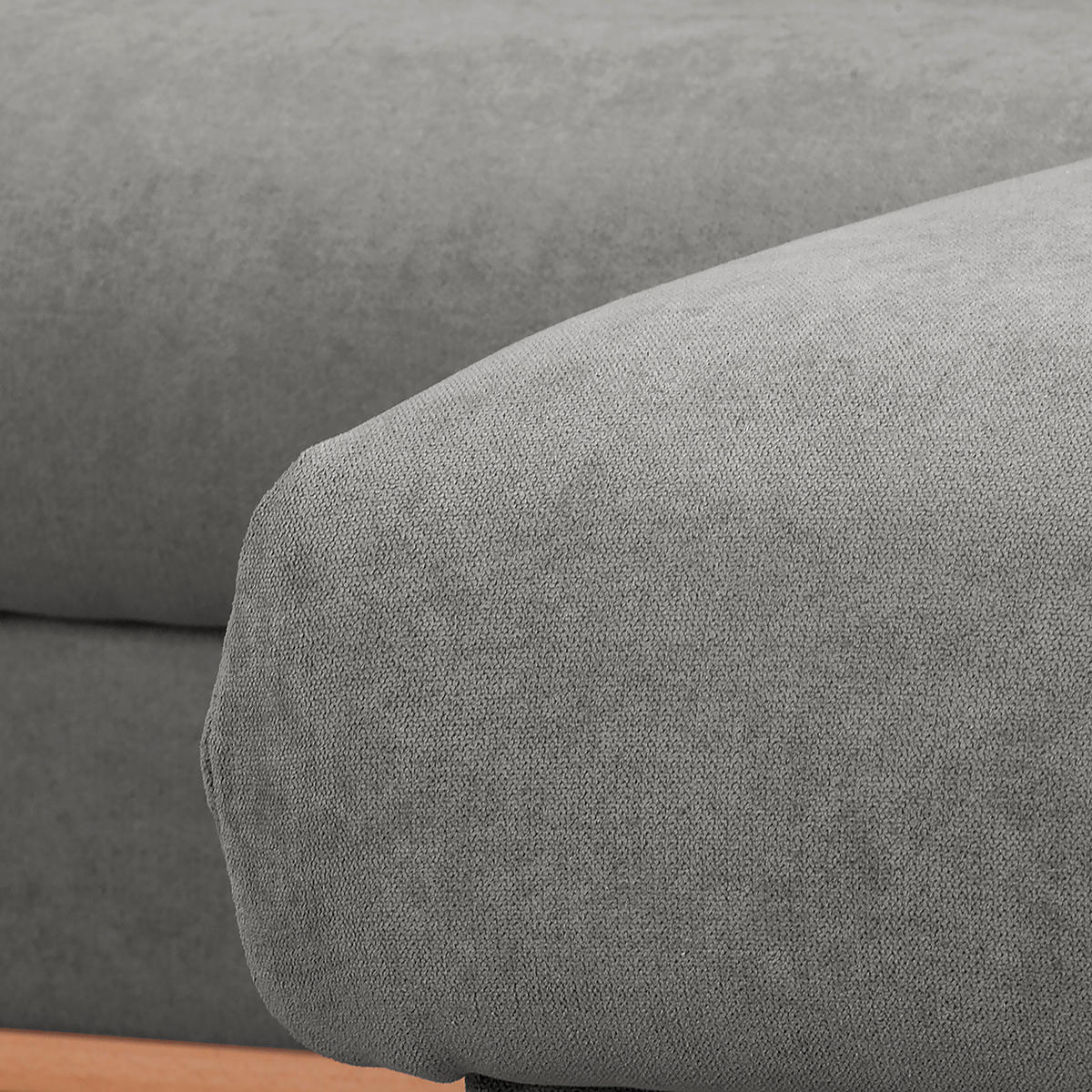 ECKSOFA Beata Grau Mikrofaser  - Wengefarben/Grau, Design, Holz/Textil (230/150cm) - Livetastic