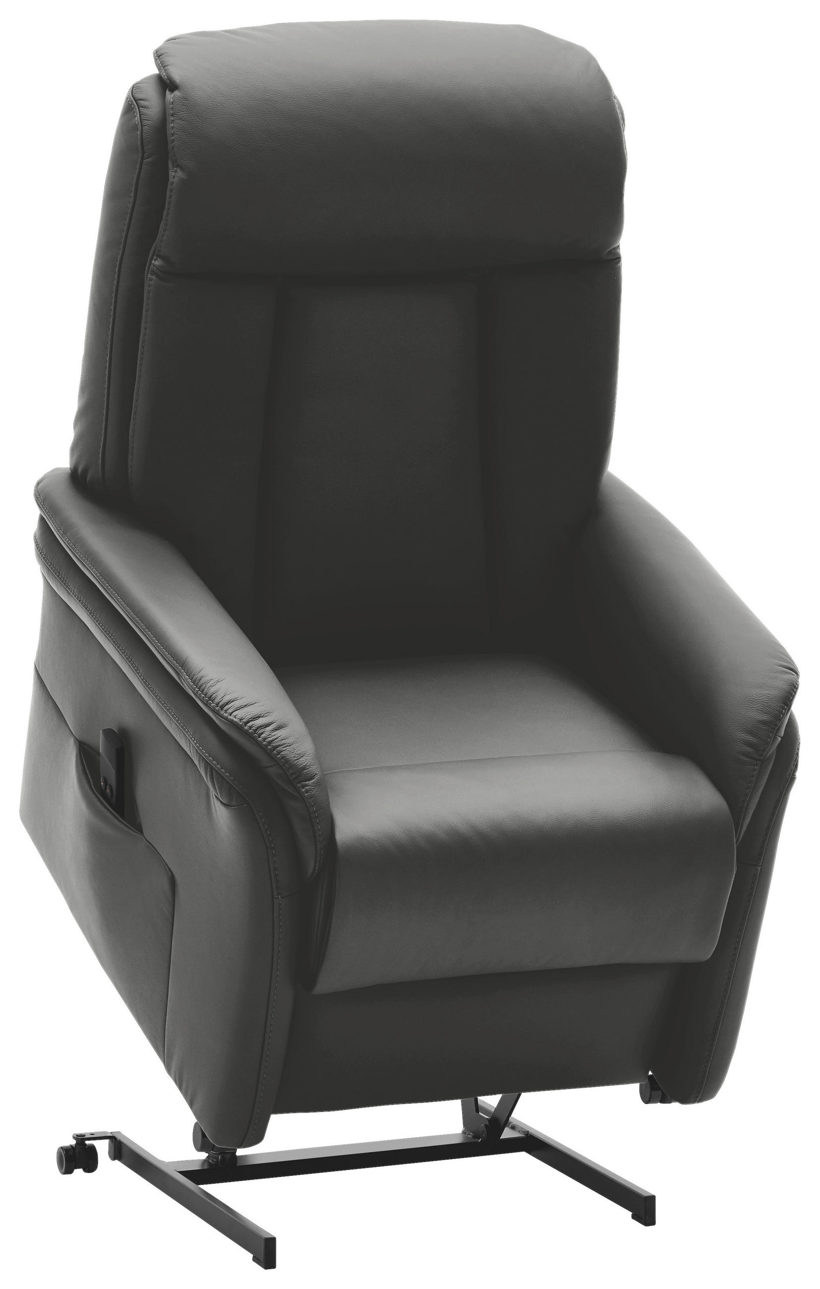 FERNSEHSESSEL mit Relaxfunktion, Aufstehhilfe Echtleder Anthrazit - Anthrazit, KONVENTIONELL, Leder/Kunststoff (74/107/84cm) - Valdera