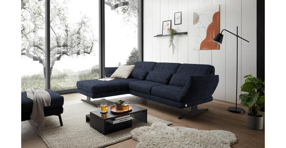 ECKSOFA Dunkelblau Flachgewebe  - Schwarz/Dunkelblau, Design, Textil/Metall (176-217/279-327cm) - Dieter Knoll