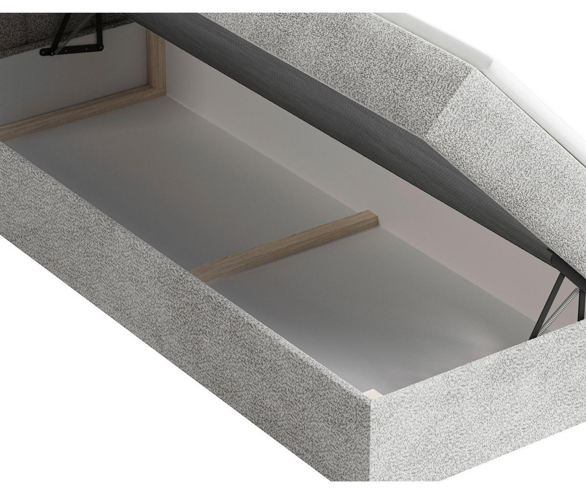 BOXBETT 160/200 cm,  in Grau, Bettkasten, Topper,  - Schwarz/Grau, MODERN, Holz/Kunststoff (160/200cm) - MID.YOU