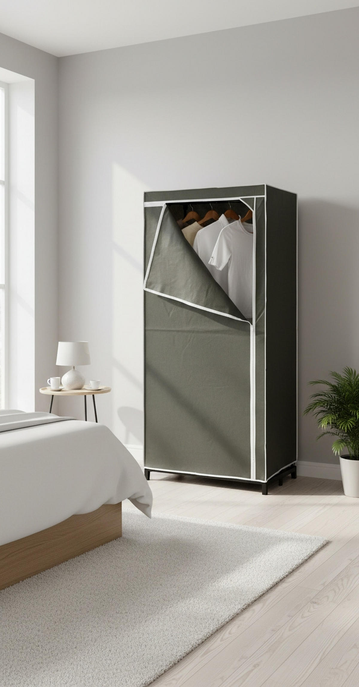 STOFFSCHRANK 75/160/50 cm  in Grau  - Grau, Basics, Kunststoff/Textil (75/160/50cm) - Carryhome