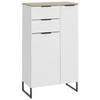 MIDISCHRANK 60/106/32 cm  - Eichefarben/Schwarz, KONVENTIONELL, Holzwerkstoff/Metall (60/106/32cm) - home24