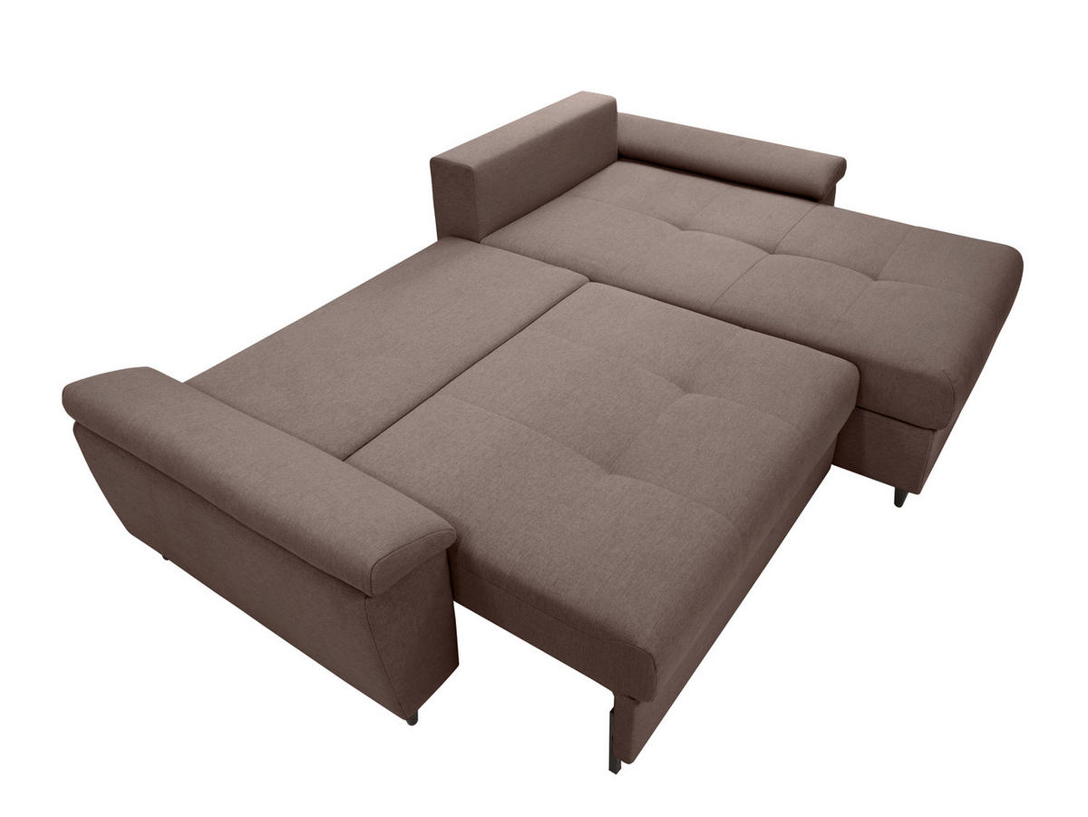 ECKSOFA GORDES Braun  - Schwarz/Braun, Design, Holz/Textil (248/174cm) - MID.YOU