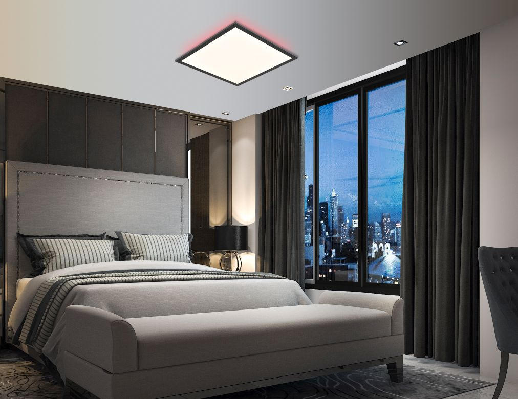 LED PANEL, 45/45/4,5 cm - čierna/biela, Design, kov/plast (45/45/4,5cm) - Novel