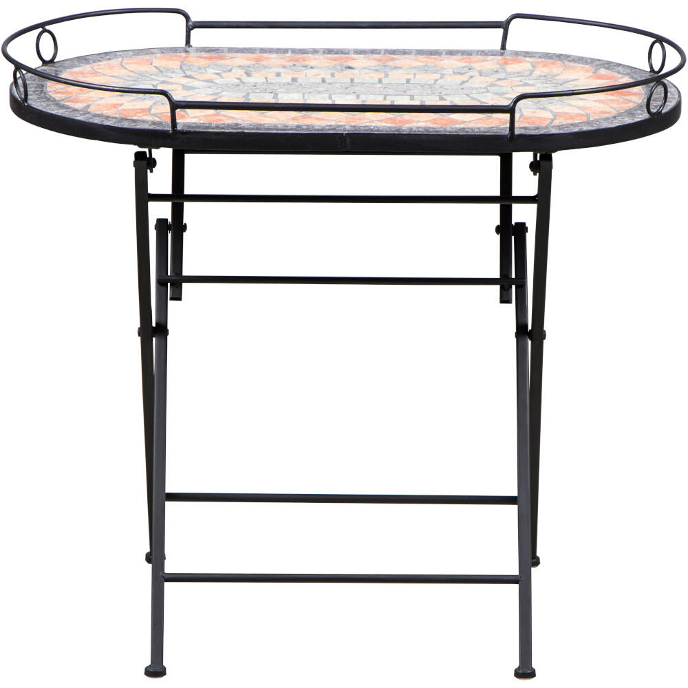 Thumbnail - Siena Garden Gartenbeistelltisch, Mehrfarbig, Schwarz, Keramik, Mosaik, oval, X-Form, 41x60x68 cm, klappbar, Gartenmöbel...