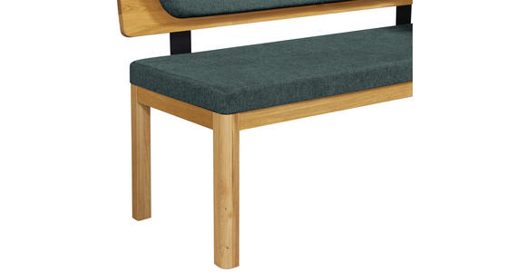 ECKBANK 248/171 cm Webstoff Türkis, Eichefarben Eiche vollmassiv - Türkis/Eichefarben, KONVENTIONELL, Holz/Textil (248/171cm) - Linea Natura