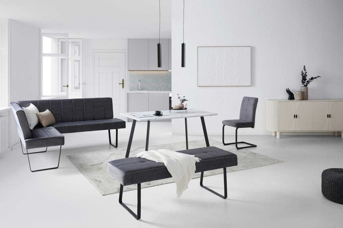 ECKBANK 150/190 cm  in Dunkelgrau  - Dunkelgrau/Schwarz, KONVENTIONELL, Textil/Metall (150/190cm) - MID.YOU