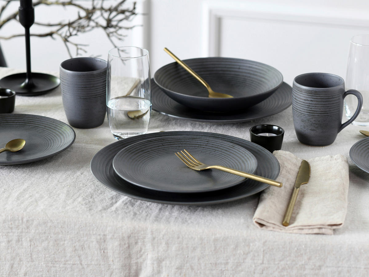 TAFELSERVICE Catania Anthrazit 12-teilig  - Anthrazit, Basics, Keramik (34/30/31cm) - Creatable