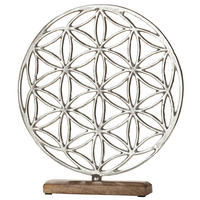 SKULPTUR - Hellbraun/Silberfarben, Basics, Holz/Metall (32/36/5cm)