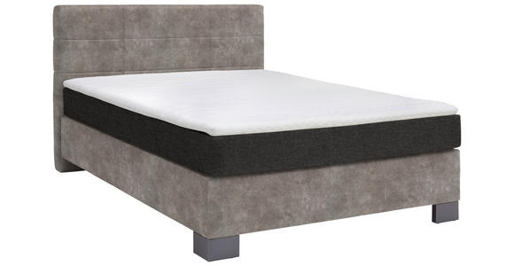 BOXSPRINGBETT 120/200 cm  in Hellgrau  - Hellgrau/Graphitfarben, Design, Holz/Textil (120/200cm) - Hom`in