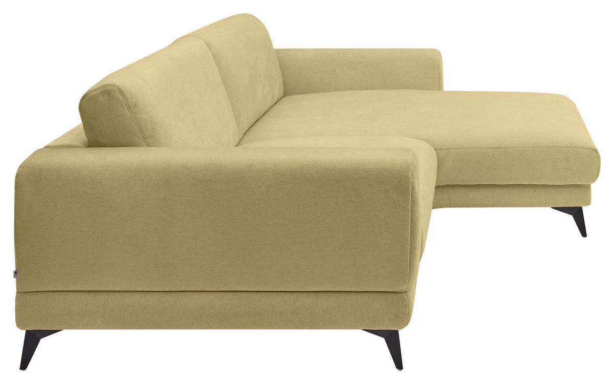 ECKSOFA Limette Chenille  - Limette/Schwarz, KONVENTIONELL, Textil/Metall (292/194cm) - SetOne by Musterring