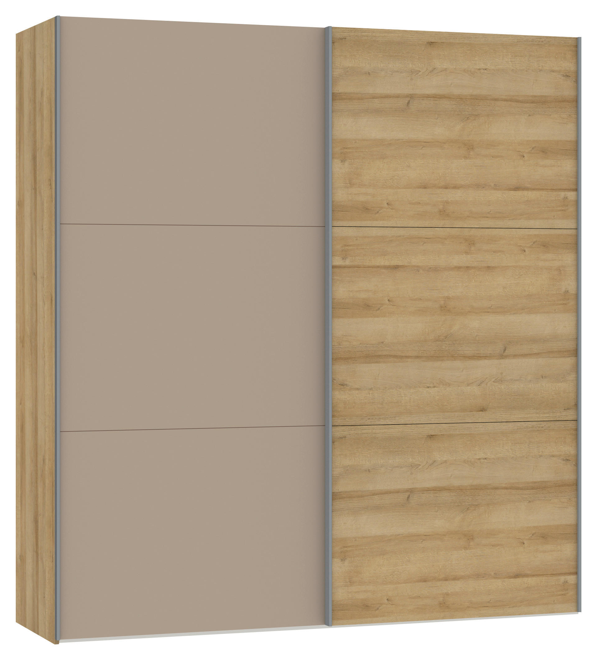 SCHWEBETÜRENSCHRANK 203/220/65 cm 2-türig Eichefarben, Hellbraun  - Hellbraun/Eichefarben, Design, Glas/Holzwerkstoff (203/220/65cm) - Jutzler