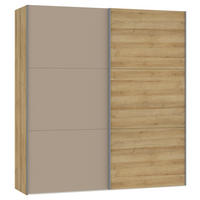 SCHWEBETÜRENSCHRANK Eichefarben, Hellbraun  - Hellbraun/Eichefarben, Design, Glas/Holzwerkstoff (203/220/65cm) - Jutzler