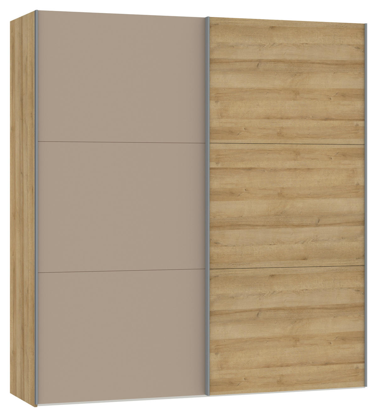 SCHWEBETÜRENSCHRANK Eichefarben, Hellbraun  - Hellbraun/Eichefarben, Design, Glas/Holzwerkstoff (203/220/65cm) - Jutzler