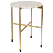 COUCHTISCH rund Weiß - Goldfarben/Weiß, KONVENTIONELL, Stein/Metall (40/50cm)