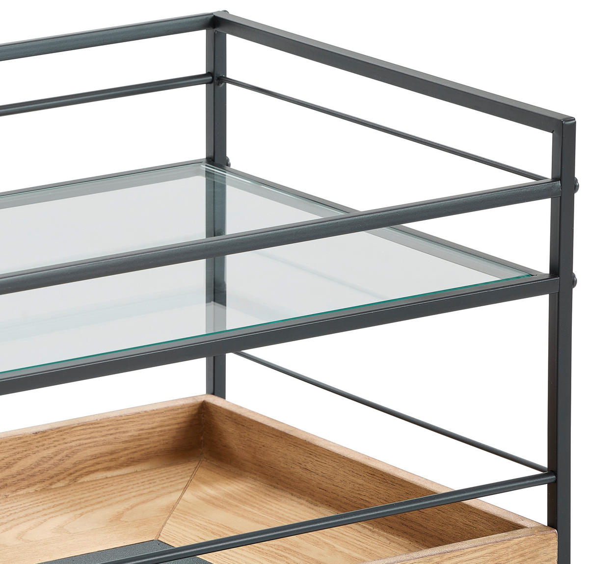SERVIERWAGEN Tanne furniert Naturfarben, Schwarz  - Schwarz/Naturfarben, Design, Glas/Holz (62/75/35cm) - MID.YOU