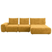 ECKSOFA in Velours Currygelb  - Currygelb/Schwarz, Design, Kunststoff/Textil (347/174cm) - Xora