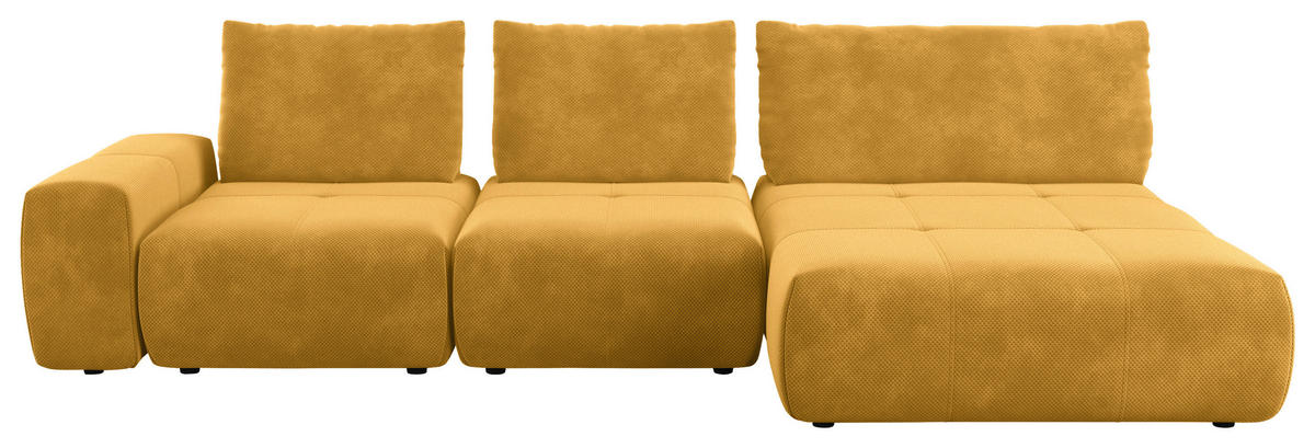 ECKSOFA in Velours Currygelb  - Currygelb/Schwarz, Design, Kunststoff/Textil (347/174cm) - Xora