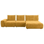 ECKSOFA in Velours Currygelb  - Currygelb/Schwarz, Design, Kunststoff/Textil (342/174cm) - Xora