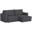 ECKSOFA  in Feincord Dunkelgrau  - Dunkelgrau/Schwarz, KONVENTIONELL, Kunststoff/Textil (242/151cm) - Carryhome
