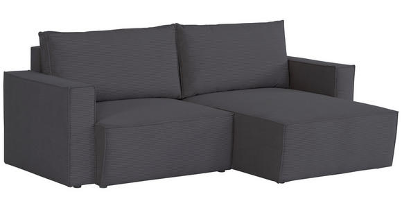 ECKSOFA  in Feincord Dunkelgrau  - Dunkelgrau/Schwarz, KONVENTIONELL, Kunststoff/Textil (242/151cm) - Carryhome