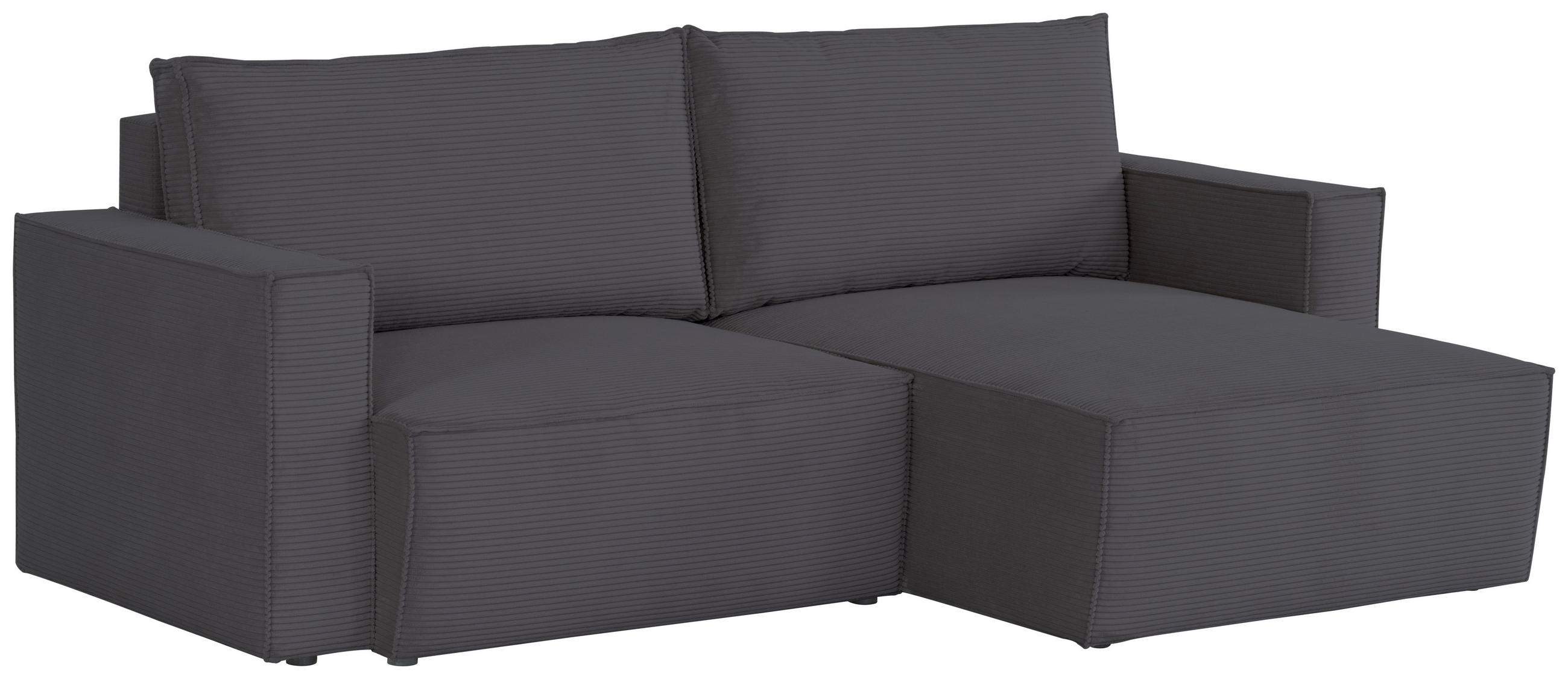 ECKSOFA in Feincord Dunkelgrau  - Dunkelgrau/Schwarz, Konventionell, Kunststoff/Textil (242/151cm) - Carryhome
