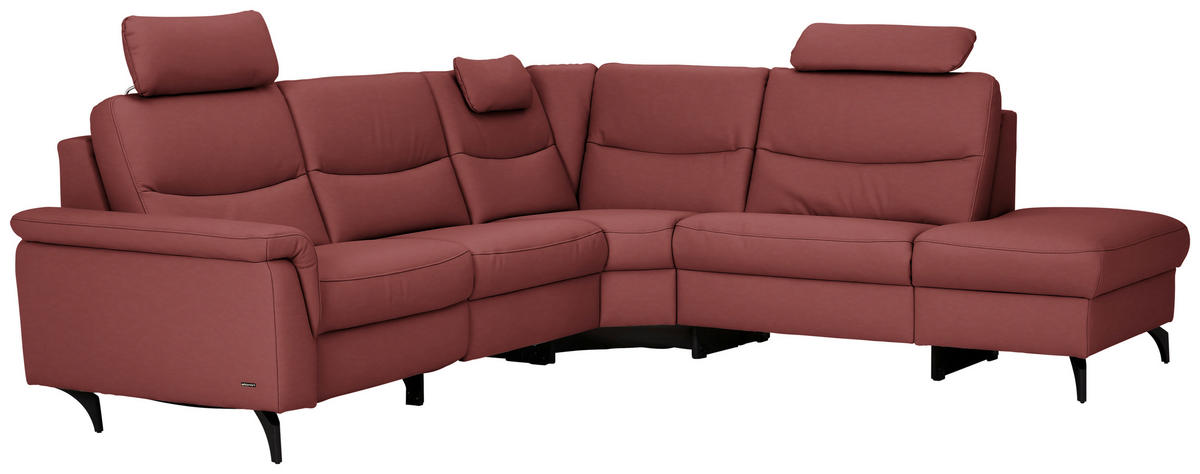 ECKSOFA in Echtleder Rot  280/249 cm  - Anthrazit/Rot, Design, Leder/Metall (280/249cm) - Himolla Komfortklass