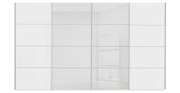 SCHWEBETÜRENSCHRANK in Weiß - Chromfarben/Weiß, KONVENTIONELL, Glas/Holzwerkstoff (361/235/68cm) - Novel
