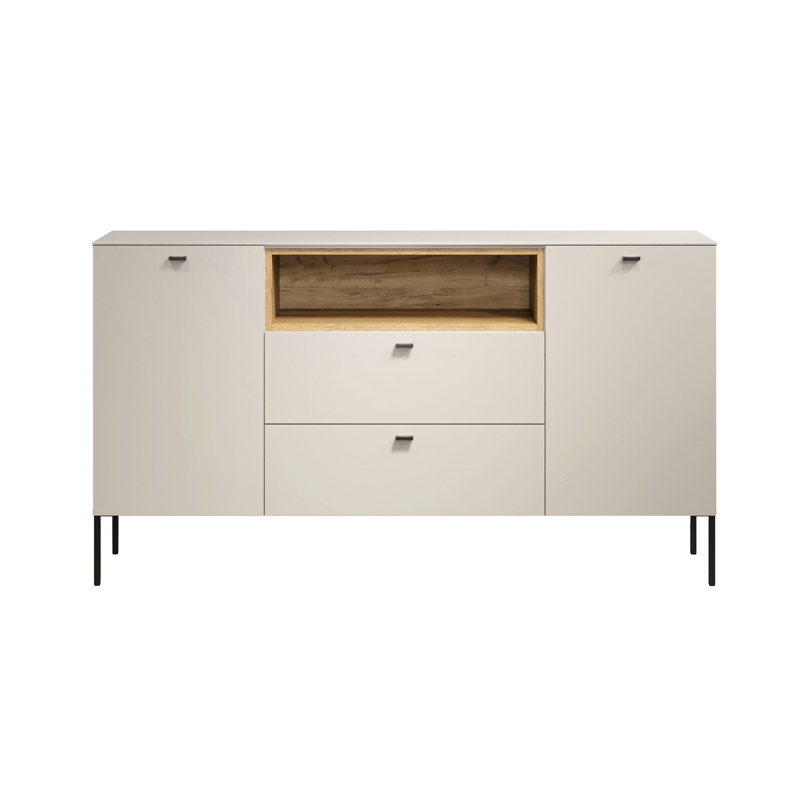 SIDEBOARD Sao Paulo WO 154/85/42 cm 2 Schublade(n)  - Kaschmir/Eichefarben, Basics, Holzwerkstoff/Metall (154/85/42cm) - MID.YOU