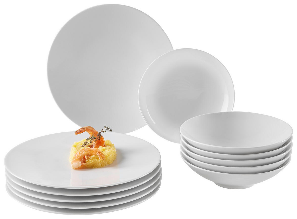 TAFELSERVICE Weiß Life 12-teilig  - Weiß, Design, Keramik - Seltmann Weiden