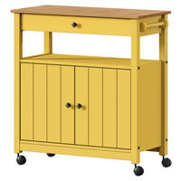 SERVIERWAGEN Pinie massiv Braun, Gelb  - Gelb/Zinkfarben, MODERN, Holz/Kunststoff (85/90,6/40cm) - Livetastic