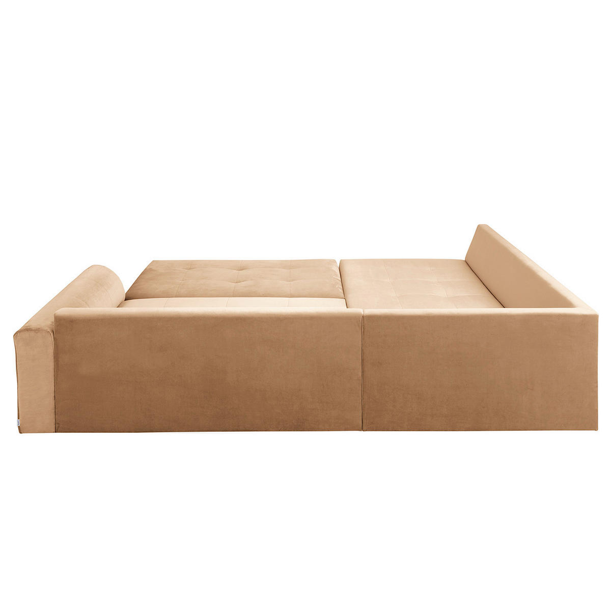 ECKSOFA inkl. Hocker Ariella in Samt Hellbraun  161/231 cm  - Hellbraun/Naturfarben, Design, Holz/Textil (161/231cm) - Livetastic