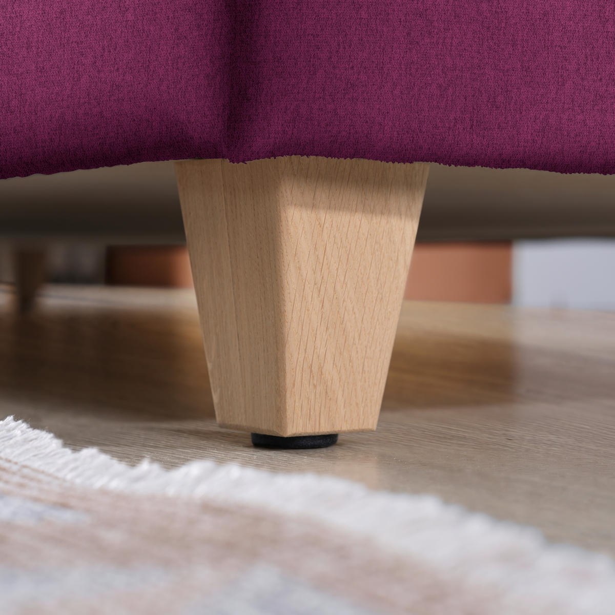 ECKSOFA in Flachgewebe Beere  261/203 cm  - Eichefarben/Beere, KONVENTIONELL, Holz/Textil (261/203cm) - Sedda