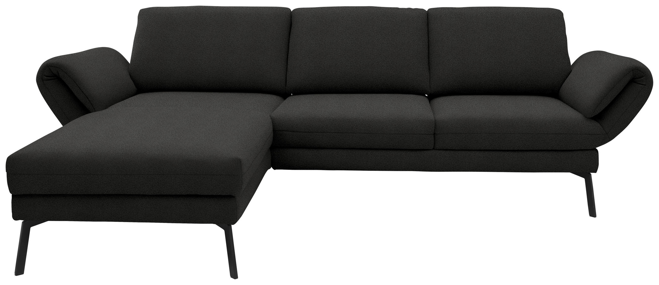 ECKSOFA  in Flachgewebe Anthrazit  175-224/255-365 cm  - Anthrazit/Schwarz, Design, Textil/Metall (175-224/255-365cm) - Dieter Knoll