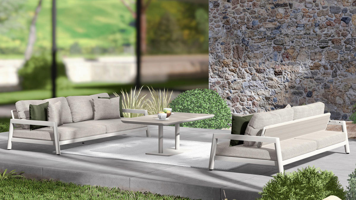 LOUNGESOFA 236/72/126 cm Aluminium  - Sandfarben/Dunkelgrün, Design, Kunststoff/Textil (236/72/126cm) - Zebra 