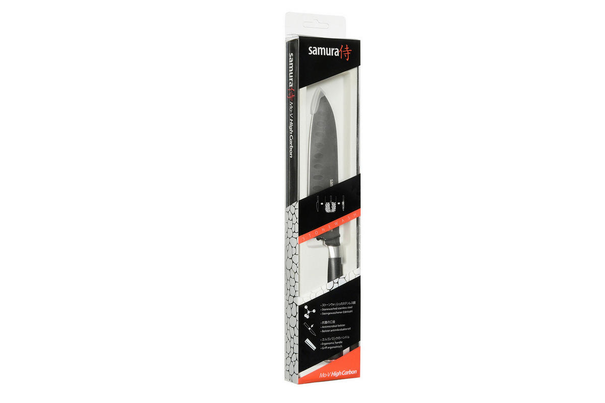 NOŽ SANTOKU  MO-V 25.5/3.6/1.8 cm            - črna, Basics, kovina/leseni material (25.5/3.6/1.8cm) - Samura