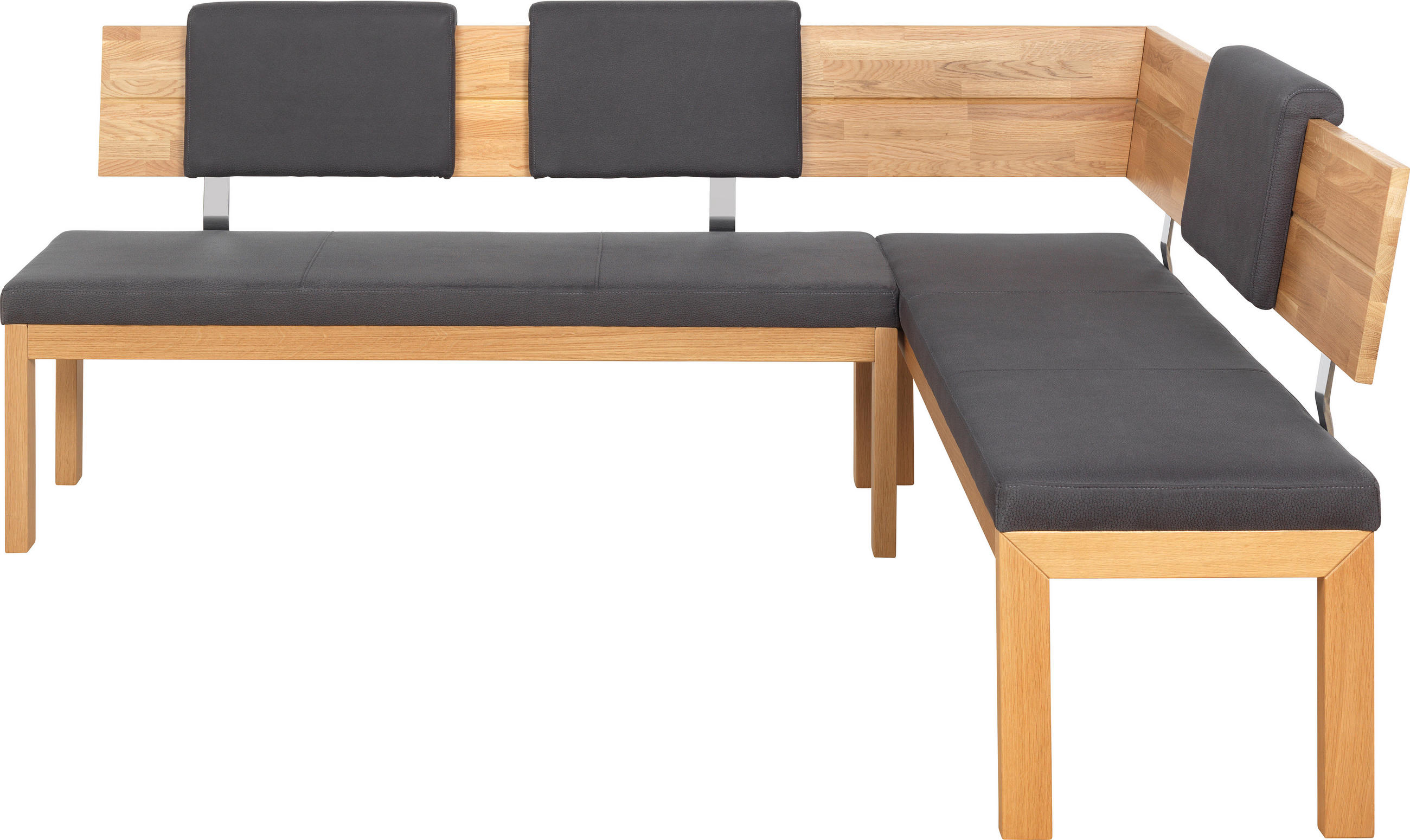 ECKBANK 208/171 cm Mikrofaser Anthrazit, Eichefarben Eiche massiv Holz - Eichefarben/Anthrazit, Natur, Holz/Textil (208/171cm) - Voleo