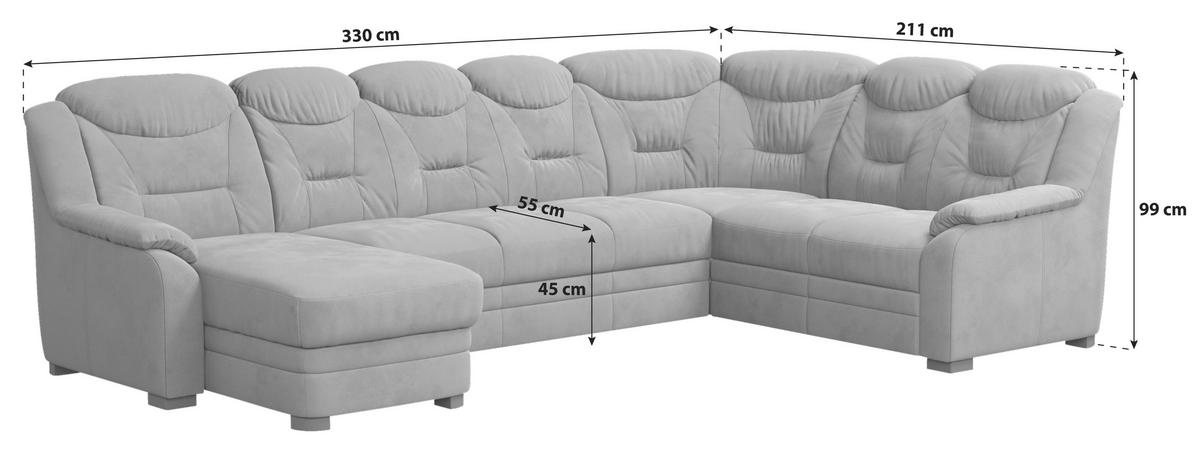 WOHNLANDSCHAFT Anthrazit Mikrofaser  - Anthrazit/Schwarz, Basics, Kunststoff/Textil (330/99/211cm) - MID.YOU