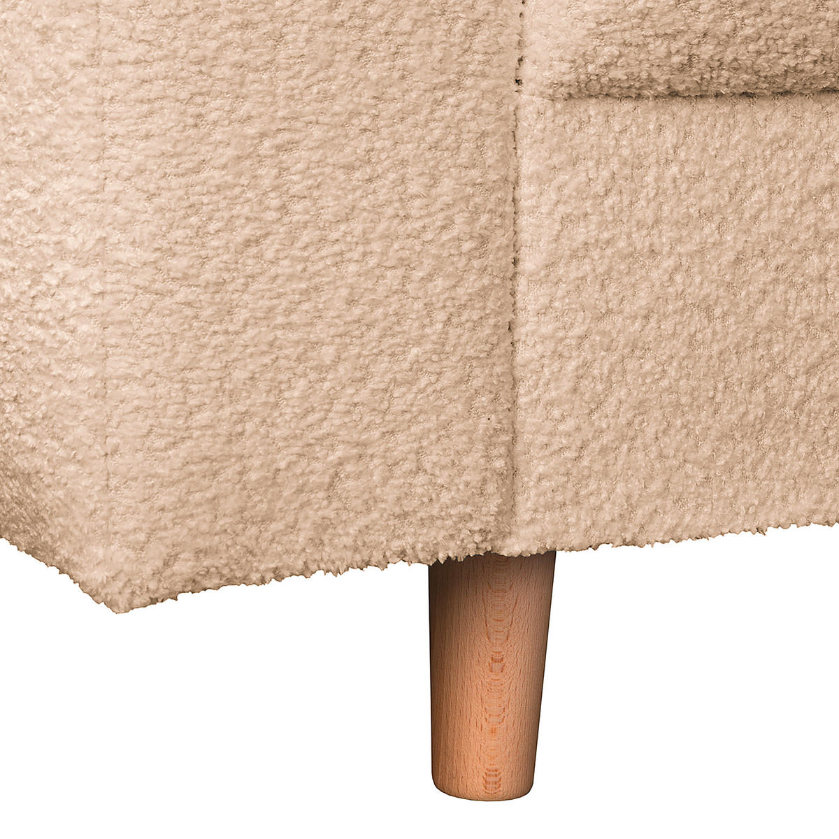ECKSOFA Ariella Beige Bouclé  - Beige/Naturfarben, Design, Holz/Textil (231/161cm) - Livetastic